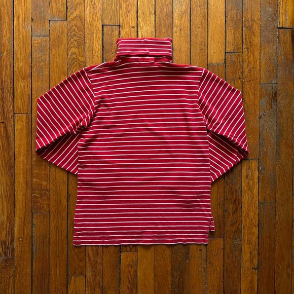 Vintage 80s Polo by Ralph Lauren Women's Red White Striped Turtle Neck Sweater‎ - Picture 5 of 6